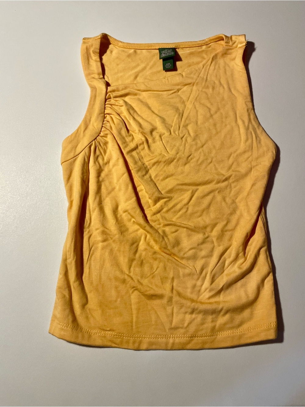 NWT Wild Fable Peach Orange Asymmetrical Ruched Sleeveless Tank Top Size XXS